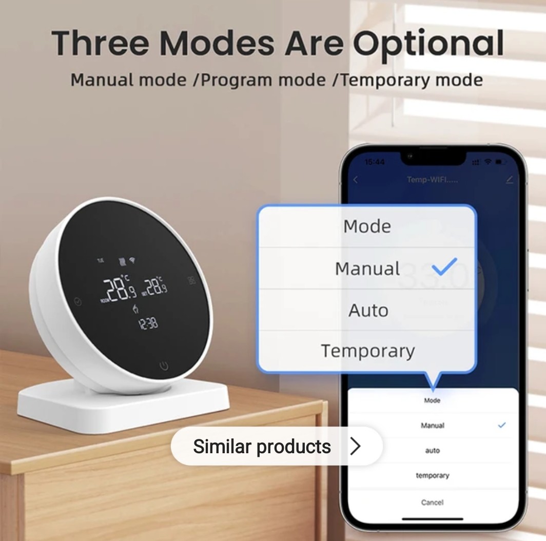 Termostat WiFi Smart touch za grijanje sa aplikacijom WT498, bežični - Image 4