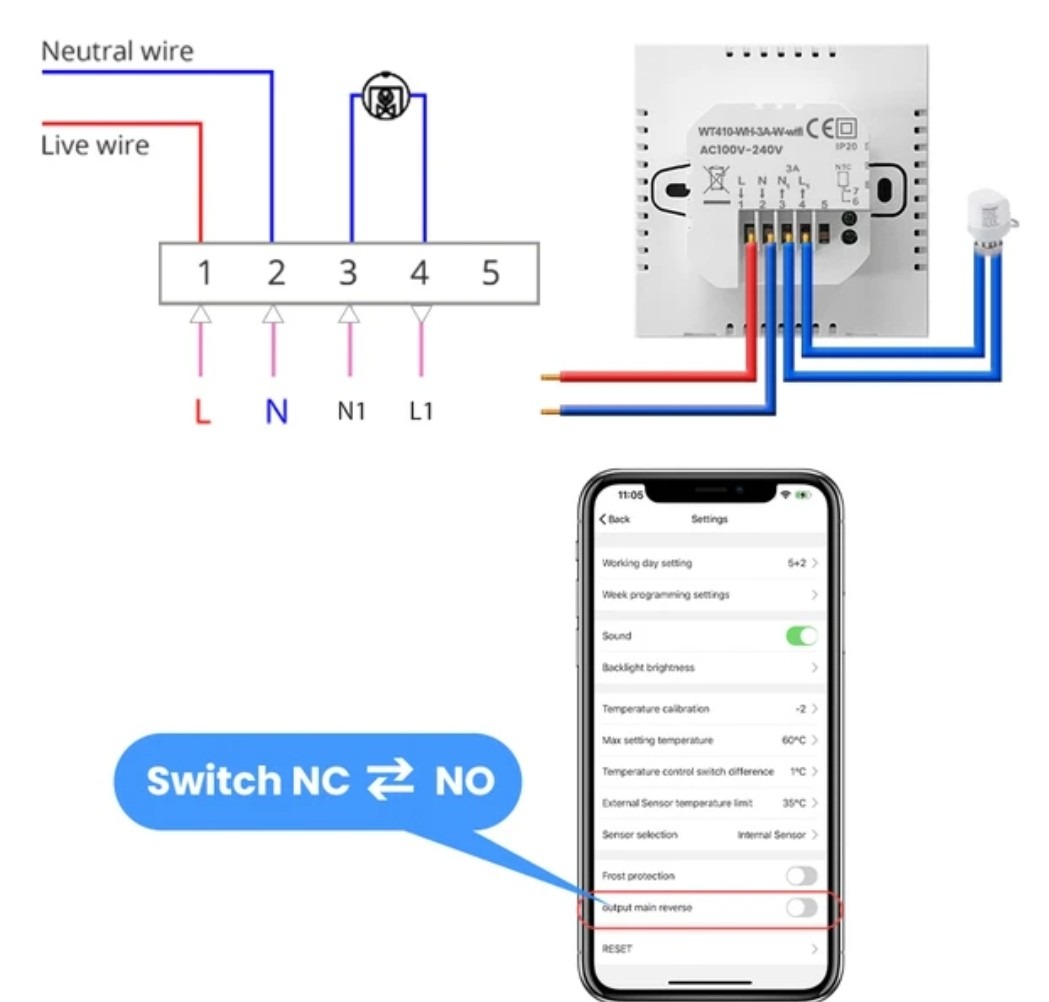 Termostat WiFi Smart touch za grijanje i hlađenje sa aplikacijom WT410, crni - Image 5
