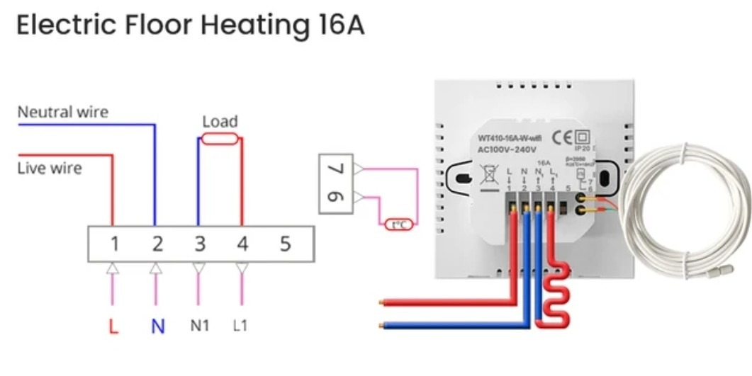 Termostat WiFi Smart touch za grijanje i hlađenje sa aplikacijom WT410, crni - Image 6